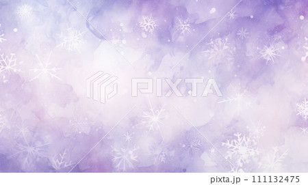 Watercolor painted abstract background with snowflakes. Winter concept. 111132475