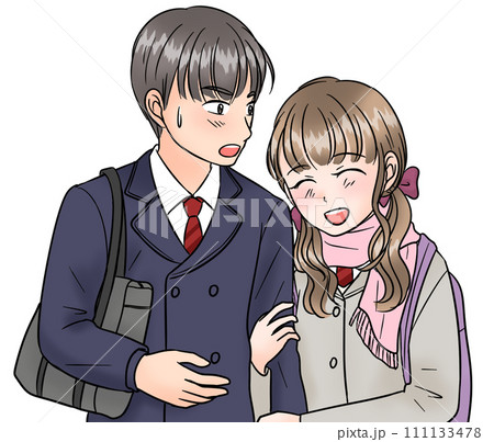 イチャイチャする女子高生と男子高生カップル 111133478
