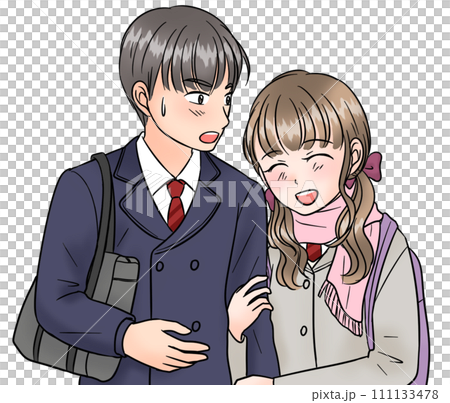 イチャイチャする女子高生と男子高生カップル 111133478