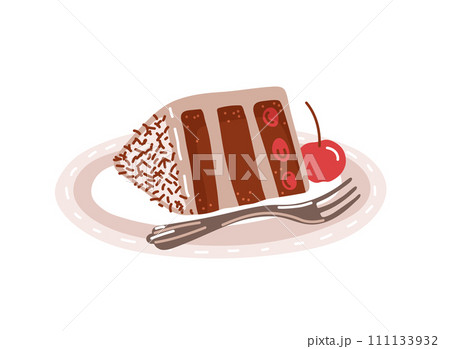 Black forest cake sweet pasty from germany with cherrys.Vector illustration Black forest cake sweet pasty from germany with cherrys.Vector illustration 111133932