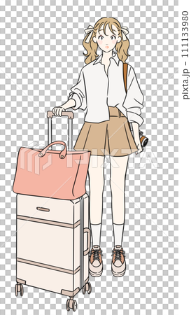 Carry case and girl travel 111133980
