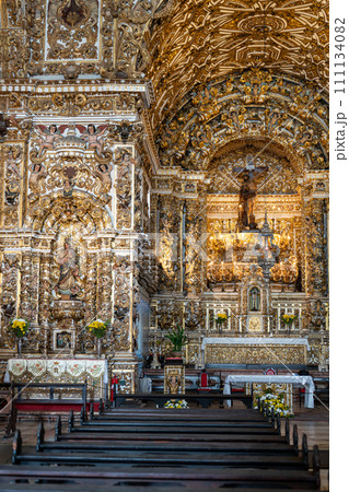 Ornate Baroque Altar and Decorations in a Historic Church Ornate Baroque Altar and Decorations in a Historic Church 111134082
