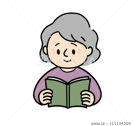 本を読むシニア女性のイラスト素材 [111134309] - PIXTA