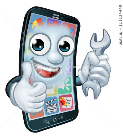Mobile Phone Repair Spanner Thumbs Up Cartoon Mobile Phone Repair Spanner Thumbs Up Cartoon 111134449