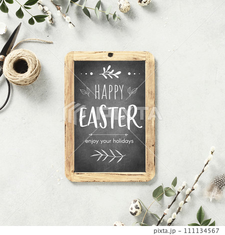 Chalkboard Easter Greeting with Decorations Chalkboard Easter Greeting with Decorations 111134567