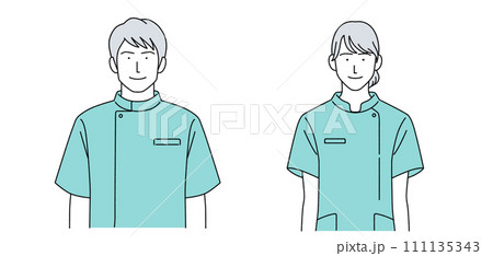 ケーシーを着た男女のイラスト 医療従事者 111135343