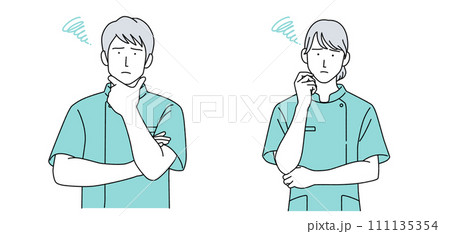 ケーシーを着た男女のイラスト 医療従事者 111135354