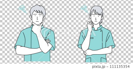 Illustration of a man and a woman wearing Casey medical workers 111135354