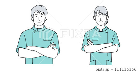 ケーシーを着た男女のイラスト 医療従事者 111135356