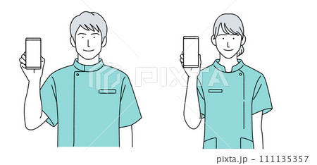 ケーシーを着た男女のイラスト 医療従事者 111135357