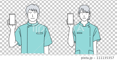 ケーシーを着た男女のイラスト 医療従事者 111135357
