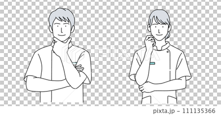 Illustration of a man and a woman wearing Casey medical workers 111135366
