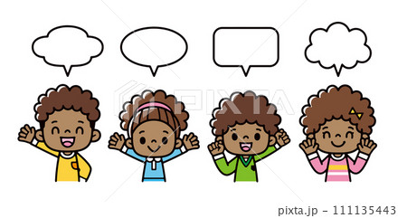 笑顔でコメントする外国の子供たちのイラスト 111135443