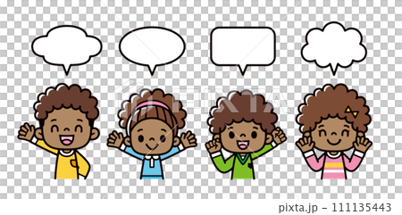 笑顔でコメントする外国の子供たちのイラスト 111135443