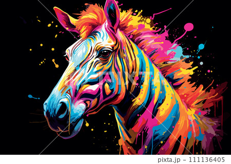 AI-generated content. colorful zebra animal portrait vector illustration AI-generated content. colorful zebra animal portrait vector illustration 111136405