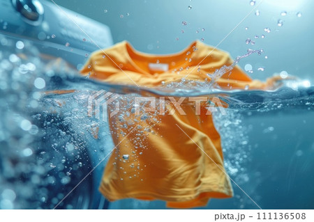 AI-generated content. Laundry and cleaning concept. Clean Clothes underwater. Generative AI 111136508