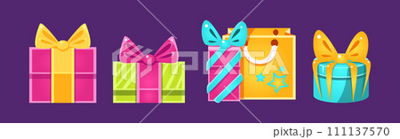 Gift Box and Package as Shopping and Purchase Vector Set 111137570