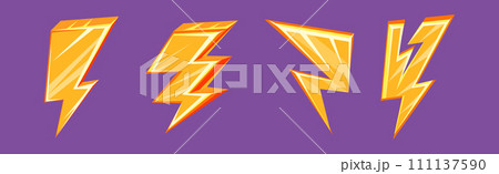 Lightning Bolt Yellow Flash and Strike Vector Set 111137590