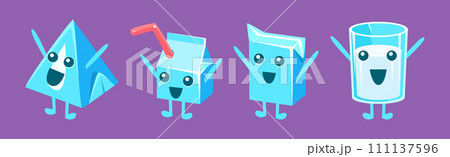 Milk Container Funny Character with Face on Purple Background Vector Set Milk Container Funny Character with Face on Purple Background Vector Set 111137596