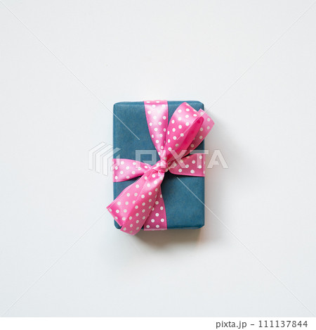 Navy gift box isolated on white background. top view 111137844
