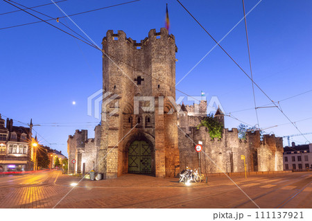 St Veerle's Square night, Ghent, Belgium 111137921