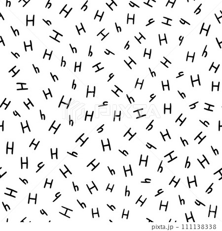 Black and white letter H seamless pattern, simple hand drawn letters. 111138338