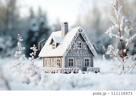 Beautiful miniature house in a snow. Concept...のイラスト素材 [111138973] - PIXTA