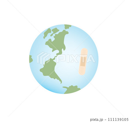 Planet Earth sick isolated. Climate change and ecological problems. Hurt globe. Vector flat illustration 111139105