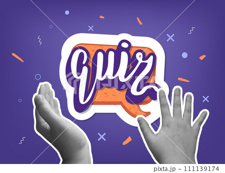 Quiz announce. Online intellectual game with questions. Vector collage illustration 111139174