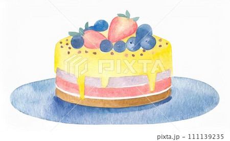 水彩風のカラフルなホールケーキ 111139235