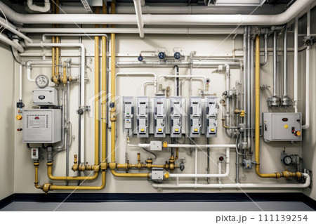 Water pipe engineering, clean line watering transport system in the building. Water pipe engineering, clean line watering transport system in the building. 111139254