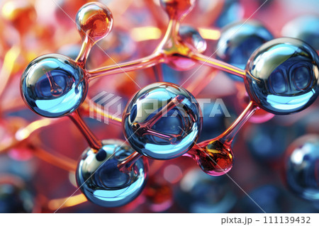 Ionised H2O molecules, electrolysed, microscopic. 111139432