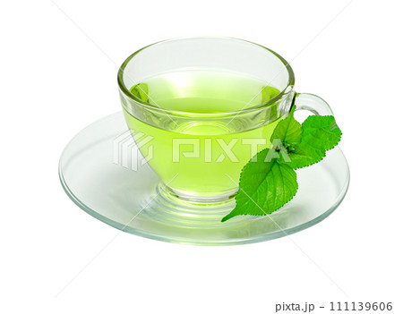 Mulberry tea with transparent cup isolated Mulberry tea with transparent cup isolated 111139606