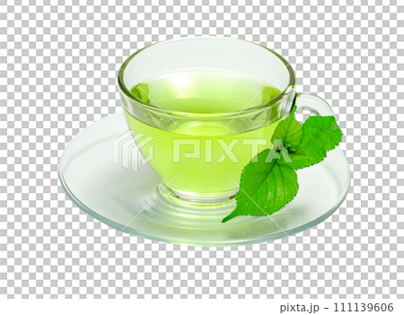Mulberry tea with transparent cup isolated Mulberry tea with transparent cup isolated 111139606