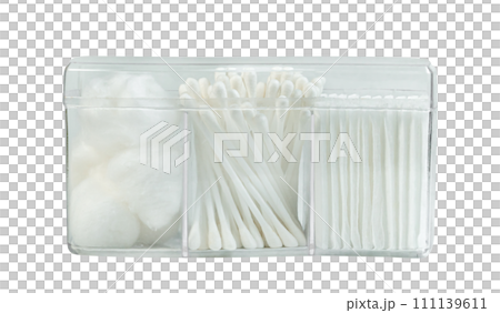 cotton wool white witn cotton buds for beauty or medical supplies isolated cotton wool white witn cotton buds for beauty or medical supplies isolated 111139611