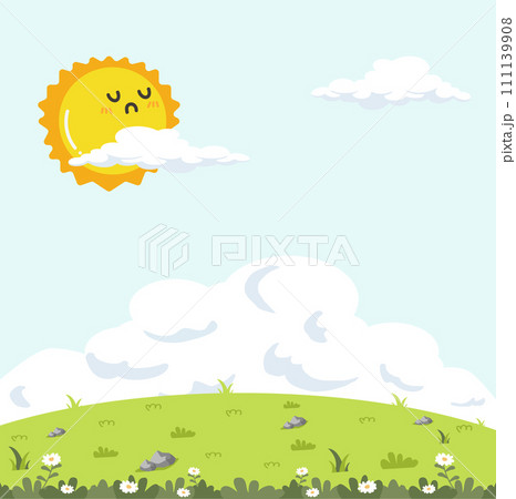 Cartoon Scene Grass Green Plants summer Cartoon Scene Grass Green Plants summer 111139908