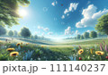 青空と花畑に続く道 111140237