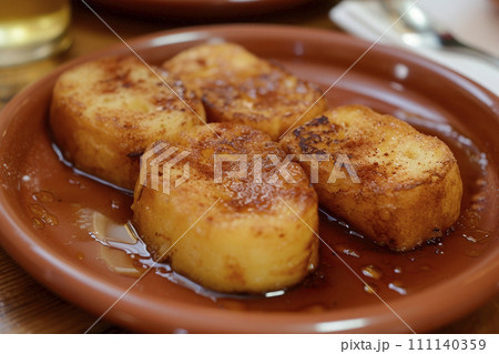 Traditional spanish torrijas for holy week. Ai generative 111140359