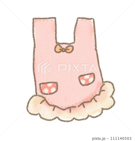 かわいいピンクのエプロンの手描きイラスト かわいいピンクのエプロンの手描きイラスト 111140503
