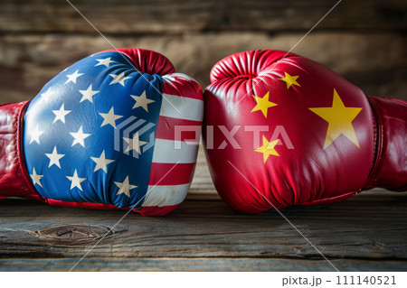 Concept of USA and China competition and economic trade war. Travel and partnership concept 111140521