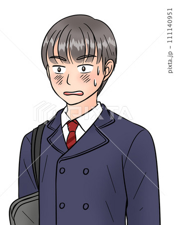 恥ずかしくて固まっている男子高生 恥ずかしくて固まっている男子高生 111140951