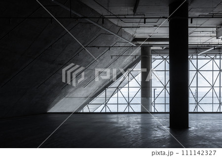Abstract modern industrial interior background with concrete pillars 111142327