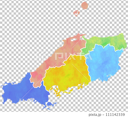 中国地方 色分け 111142339