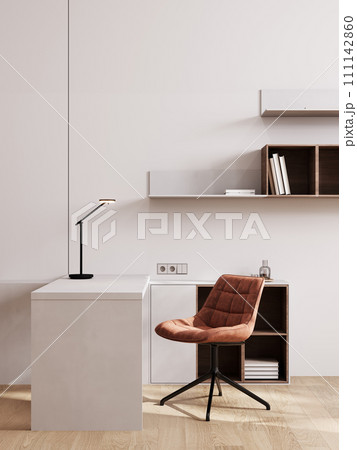 Workplace, office mockup with decoration in bright interior, 3d rendering 111142860