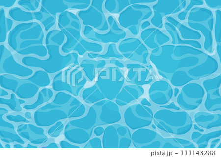 Water ripple surface with sunlight reflections in cartoon style, game texture top view. Beach, ocean clean and deep water. 111143288