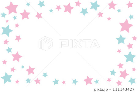 ピンク色と水色の星のフレーム背景 111143427