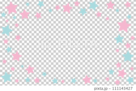 ピンク色と水色の星のフレーム背景 111143427