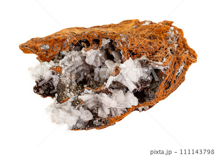 Macro mineral stone crystals Hemimorphite rock on a white background Macro mineral stone crystals Hemimorphite rock on a white background 111143798