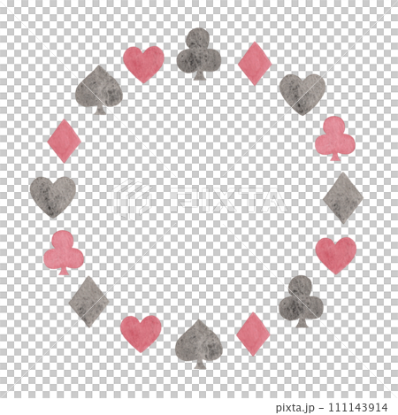 [Watercolor] Playing card pattern frame material 111143914