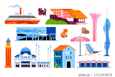 Resorts of Turkey - flat design style objects Resorts of Turkey - flat design style objects 111143919